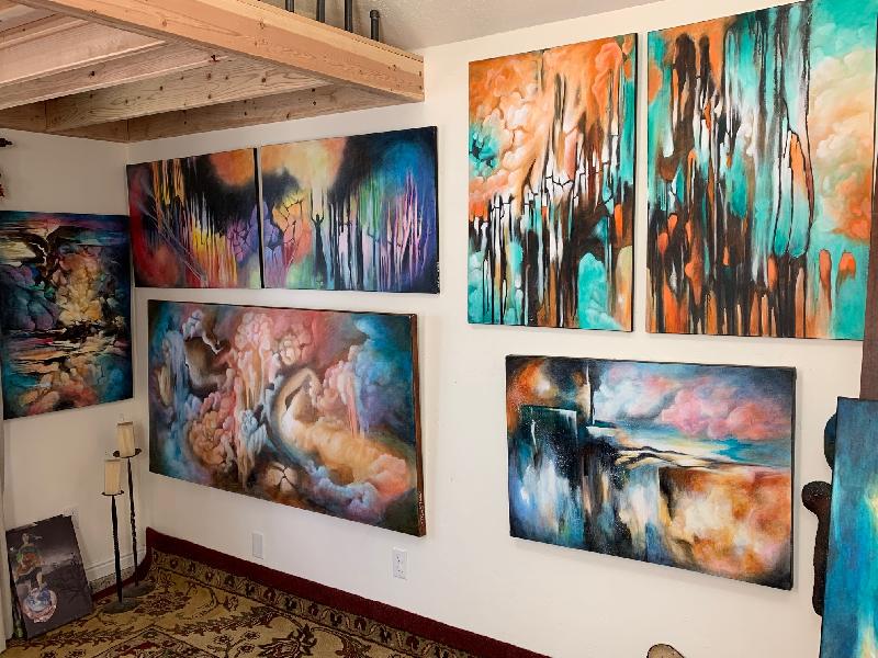 Art Studio Wall of Paintings