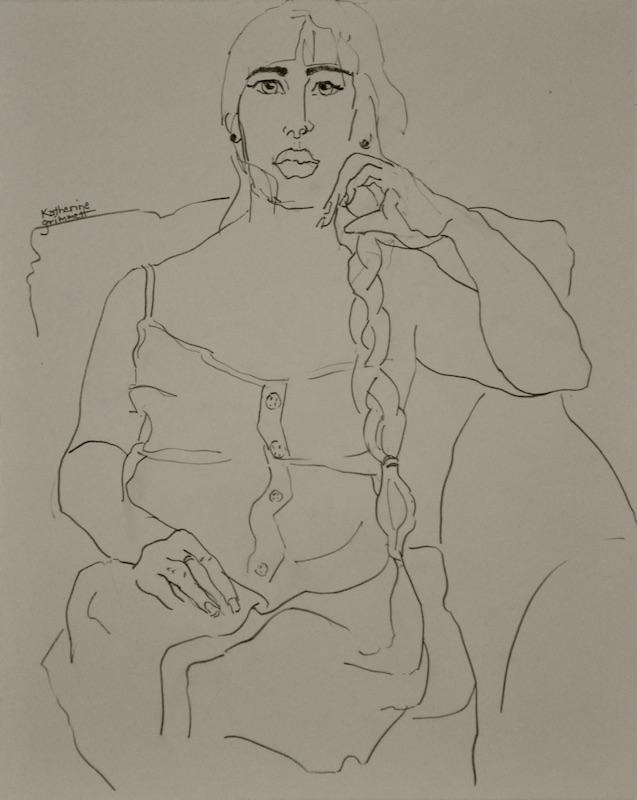 Seated Woman with Long Braid