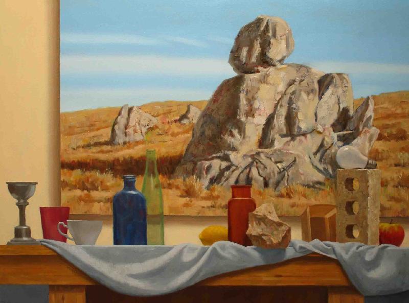 Still Life with Boulder Painting