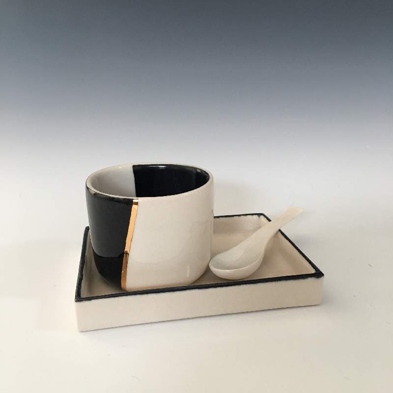 Tea Cup with Spoon in Tray